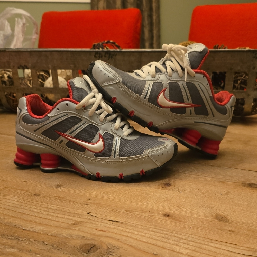 Nike Kids Gray and Red Sneakers